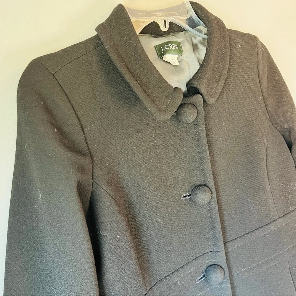 J. Crew Black Lady Day Wool Coat Tulip Sleeves - Picture 11 of 11